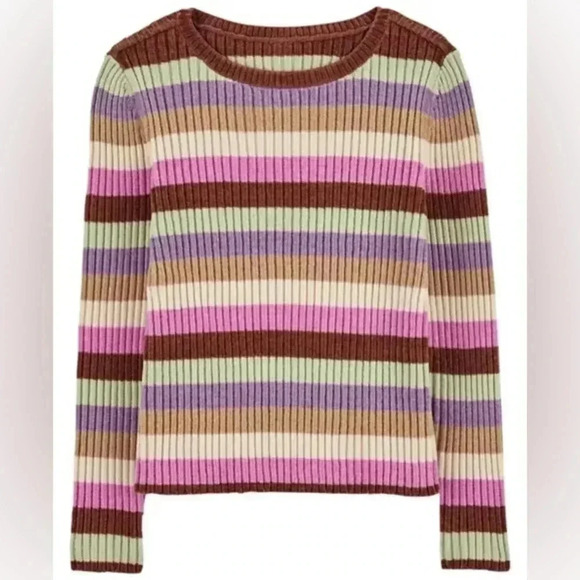 Carter’s Girls Chenille Striped Sweater Soft Size 8/8A Pullover Soft Cozy‎ NWT - Picture 1 of 8
